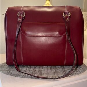 Vintage Mcklein Red Leather Tote Bag